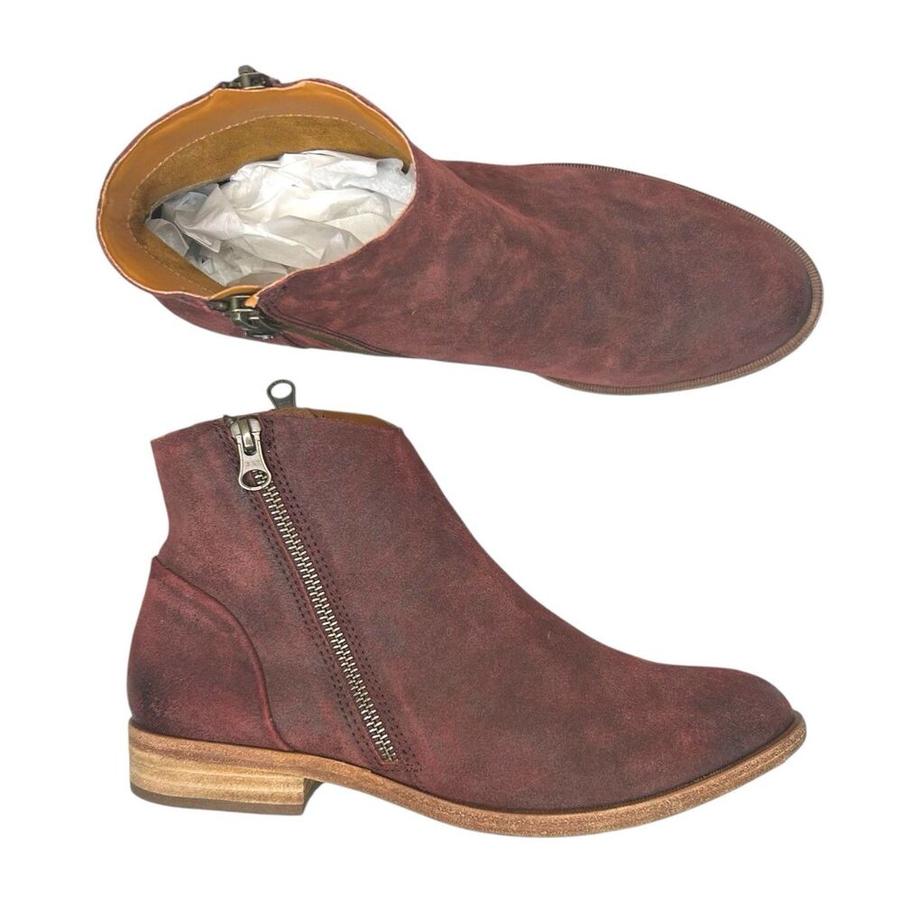 Kork-Ease Riley Boots Dark Brick Distressed Red Leather Ankle Zipper Women’s 8.5 - Picture 10 of 10